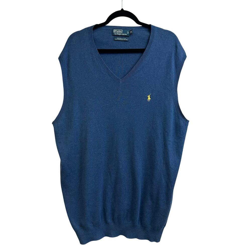 Polo Ralph Lauren Blue Sweater Vest XL Tall Embroidered Logo Golf Formal - Picture 2 of 6